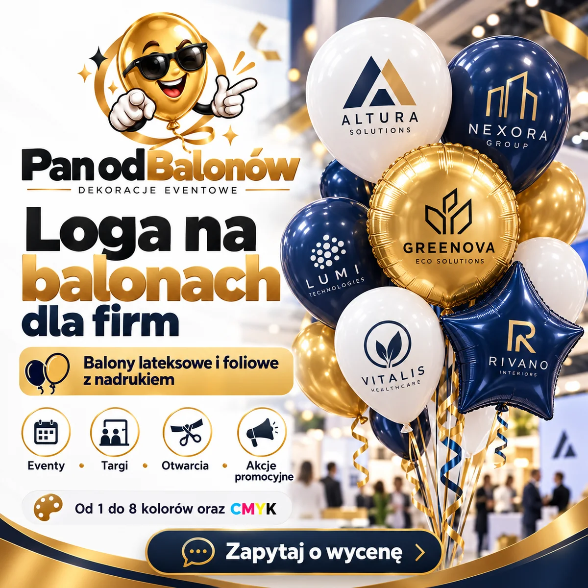 Balony z nadrukiem logo firmy